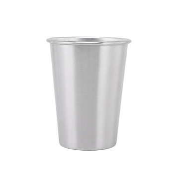 Pahar din oțel inoxidabil 304, margine ondulată, pereți uni, deschidere în partea superioară, pentru băuturi reci, cafea și bere, portabil