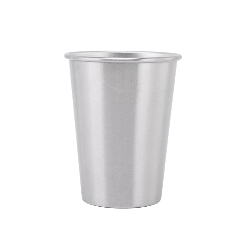 Pahar din oțel inoxidabil 304, margine ondulată, pereți uni, deschidere în partea superioară, pentru băuturi reci, cafea și bere, portabil