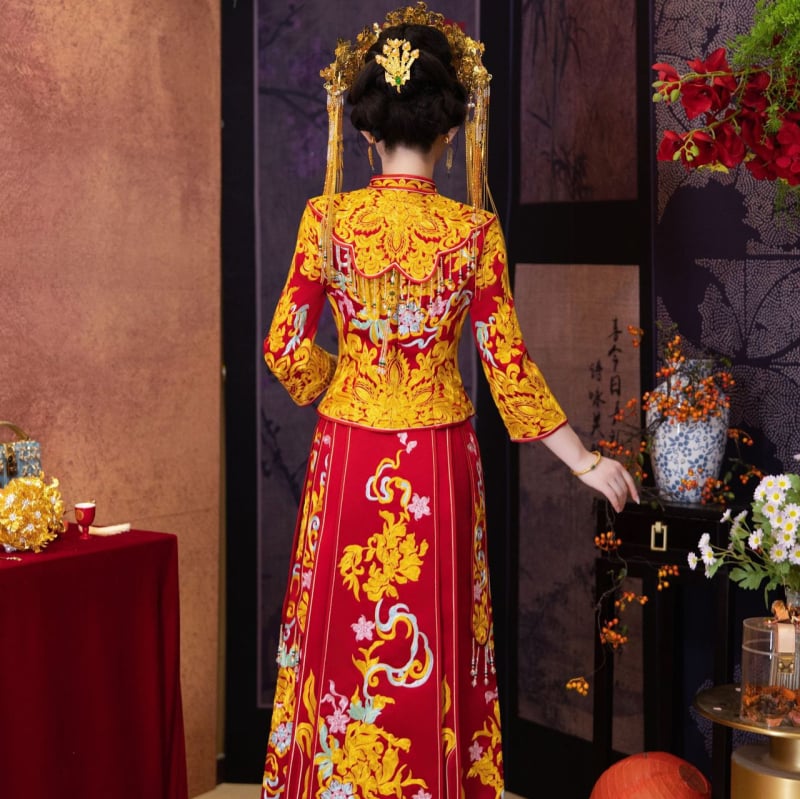 Rochie de mireasă Dragon și Phoenix, stil nou 2026, rochie de nuntă cu inspirație chineză, siluetă subțire