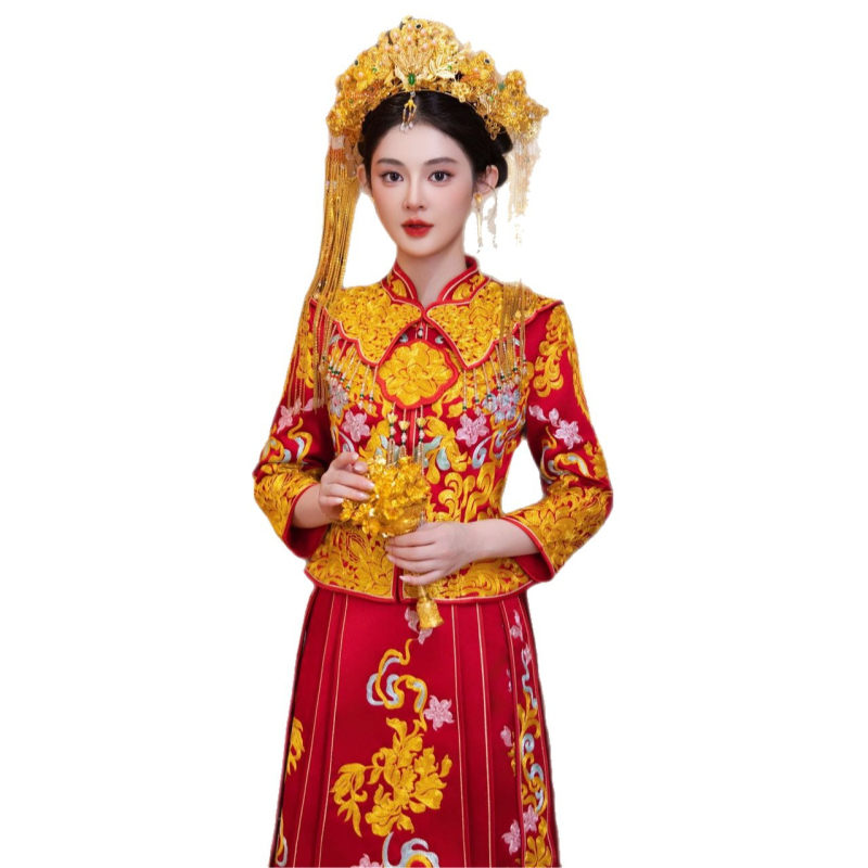 Rochie de mireasă Dragon și Phoenix, stil nou 2026, rochie de nuntă cu inspirație chineză, siluetă subțire