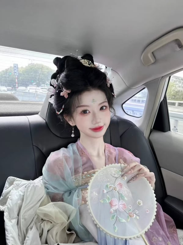 Set Hanfu pentru femei, inspirat din dinastia Tang, talie empire, siluetă slim, costum antic în stil național chinezesc pentru purtare zilnică primăvară-vară.