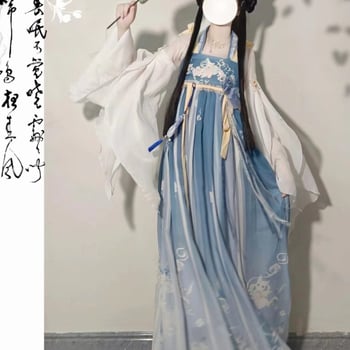 Hanfu original pentru femei, set ruqun în stil Tang, cu elemente chineze, aspect ancestral fermecător, primăvară-vară.
