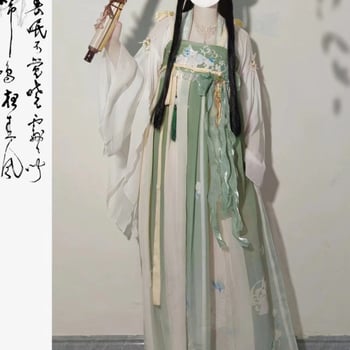 Hanfu original pentru femei, set ruqun în stil Tang, cu elemente chineze, aspect ancestral fermecător, primăvară-vară.
