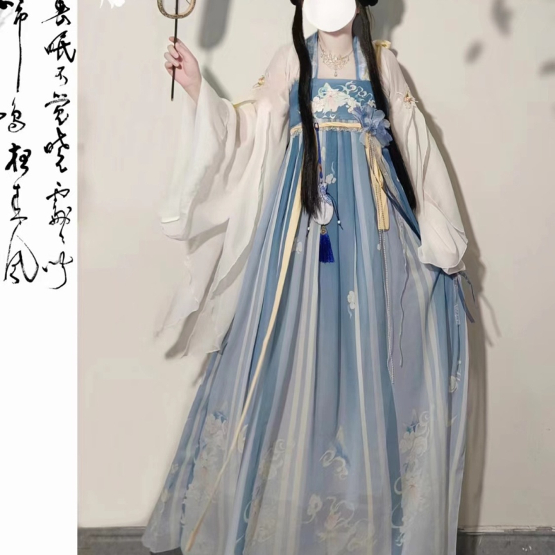 Hanfu original pentru femei, set ruqun în stil Tang, cu elemente chineze, aspect ancestral fermecător, primăvară-vară.