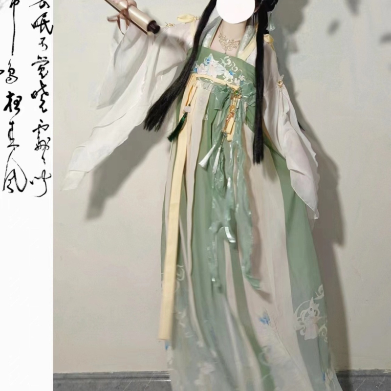 Hanfu original pentru femei, set ruqun în stil Tang, cu elemente chineze, aspect ancestral fermecător, primăvară-vară.