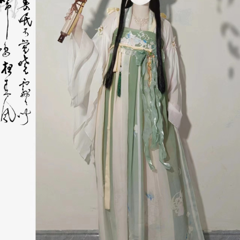 Hanfu original pentru femei, set ruqun în stil Tang, cu elemente chineze, aspect ancestral fermecător, primăvară-vară.