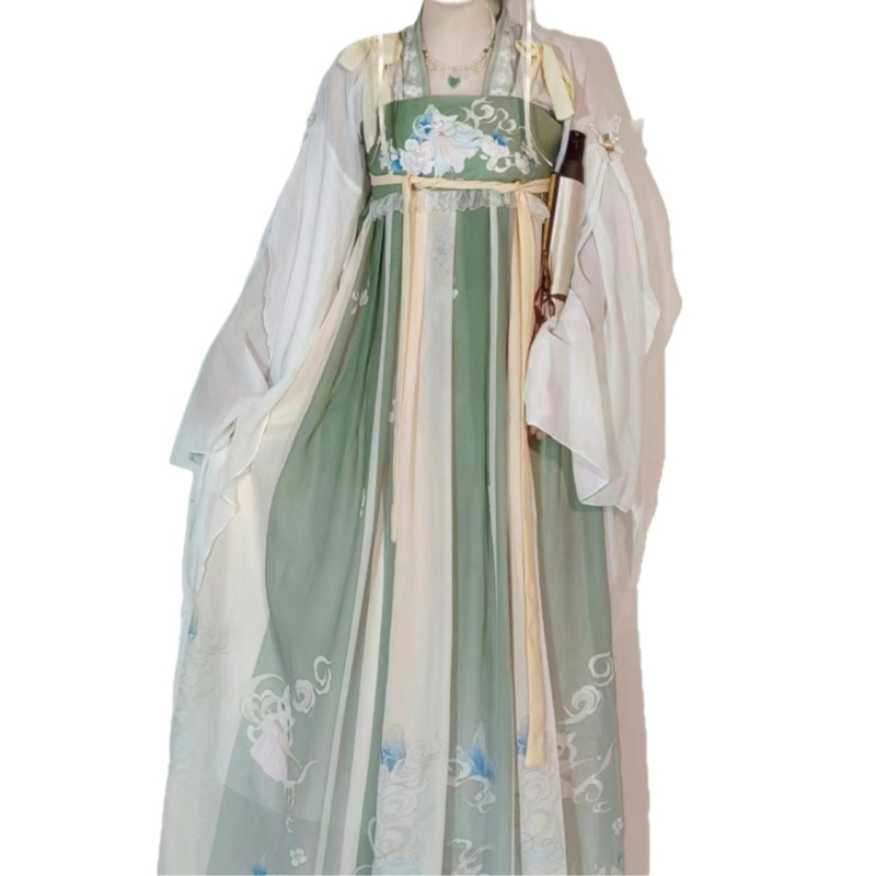 Hanfu original pentru femei, set ruqun în stil Tang, cu elemente chineze, aspect ancestral fermecător, primăvară-vară.