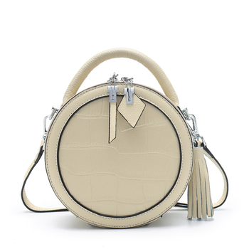 Geantă mică rotundă din piele naturală pentru femei, curea crossbody, imprimeu crocodil, piele de vițel de primă calitate