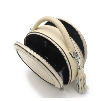 Geantă mică rotundă din piele naturală pentru femei, curea crossbody, imprimeu crocodil, piele de vițel de primă calitate
