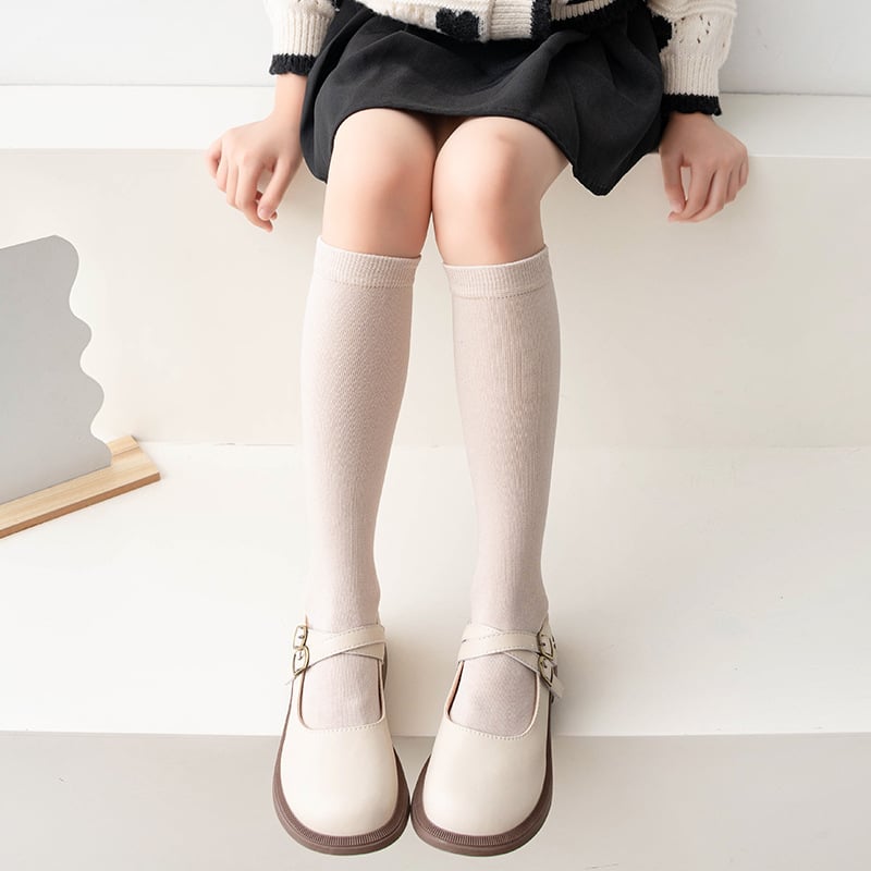 Șosete pentru fete, până la gambe medie, uni, confortabile și versatile pentru școală, primăvară-toamnă, din bumbac