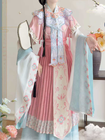 Hanfu cosplay Lin Daiyu cu broderie la umeri în formă de nori, stil Jin, set complet Dream of the Red Chamber