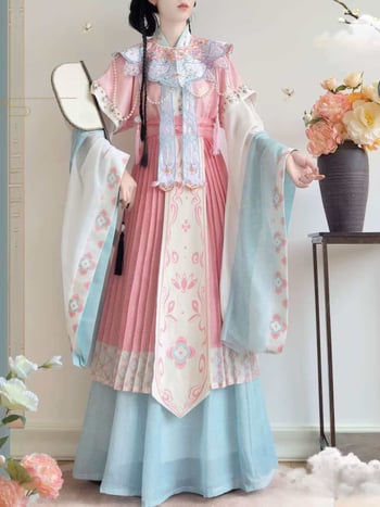 Hanfu cosplay Lin Daiyu cu broderie la umeri în formă de nori, stil Jin, set complet Dream of the Red Chamber