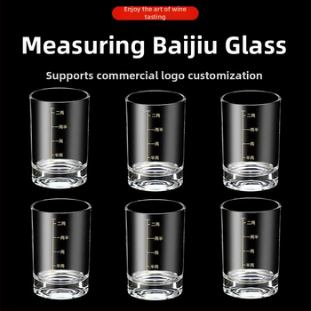 Odmerný pohár baijiu, objem 100 ml, sklenený pohár na alkohol