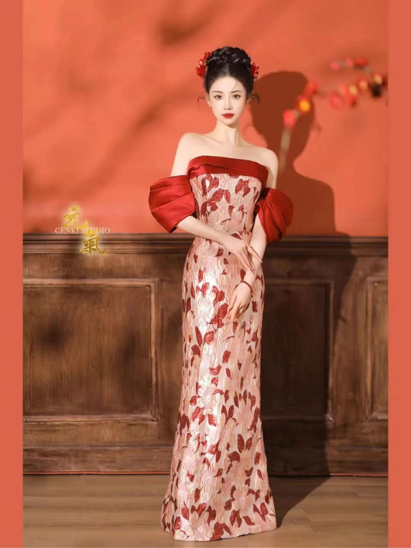 Rochie fără bretele pentru nuntă și logodnă, rochie lungă de seară pentru mireasă și gazdă, elegantă, lux discret