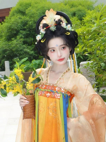Rochie Hanfu în stil Tang pentru femei, chiffon brodat, poliester, primăvară-vară