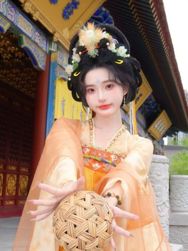 Rochie Hanfu în stil Tang pentru femei, chiffon brodat, poliester, primăvară-vară