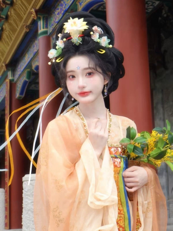 Rochie Hanfu în stil Tang pentru femei, chiffon brodat, poliester, primăvară-vară