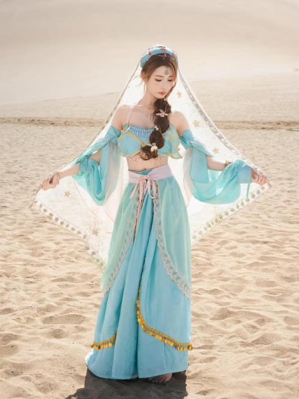Hanfu pentru femei — nou stil, stil exotic Dunhuang, zeița Regiunii de Vest, elemente Han, costum antic îmbunătățit, set Hanfu cu machiaj inspirat de prințesă