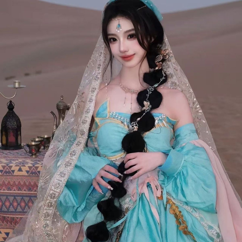 Hanfu pentru femei — nou stil, stil exotic Dunhuang, zeița Regiunii de Vest, elemente Han, costum antic îmbunătățit, set Hanfu cu machiaj inspirat de prințesă
