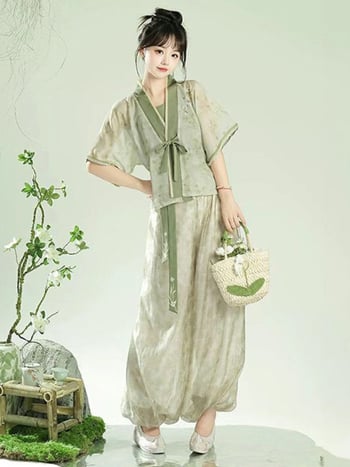 Little Lolita Original Autentic: Hanfu cu stil chinezesc nou, bretele Tang-back și pantaloni felinar pentru femei, vară 2026