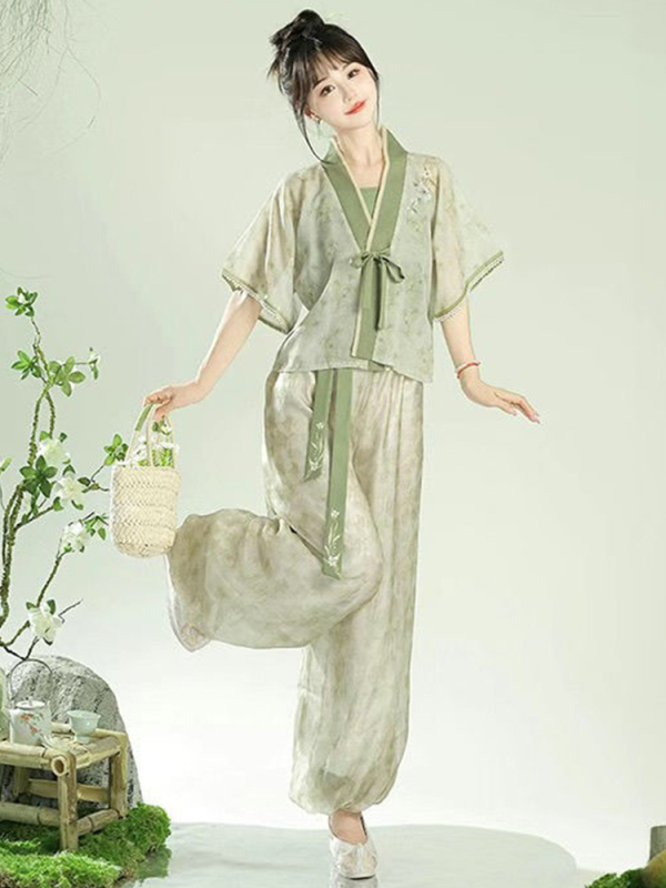 Little Lolita Original Autentic: Hanfu cu stil chinezesc nou, bretele Tang-back și pantaloni felinar pentru femei, vară 2026