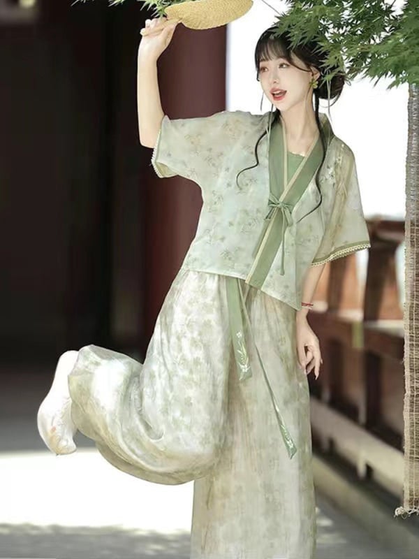 Little Lolita Original Autentic: Hanfu cu stil chinezesc nou, bretele Tang-back și pantaloni felinar pentru femei, vară 2026