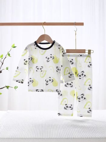 Set pentru copii din bumbac 100%, pijama de vară ușoară cu mâneci lungi, în două părți