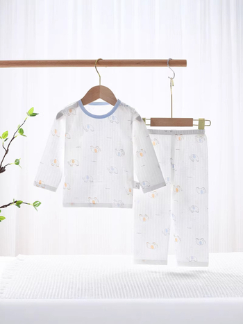 Set pentru copii din bumbac 100%, pijama de vară ușoară cu mâneci lungi, în două părți