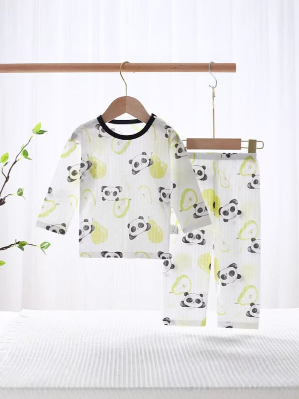 Set pentru copii din bumbac 100%, pijama de vară ușoară cu mâneci lungi, în două părți