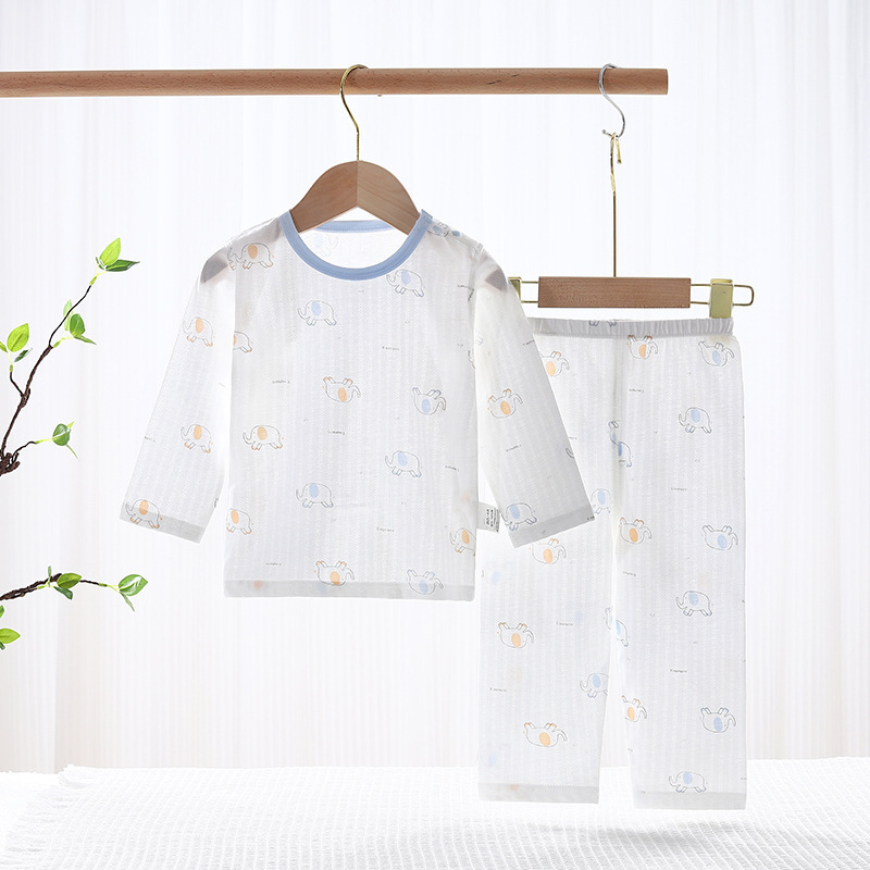 Set pentru copii din bumbac 100%, pijama de vară ușoară cu mâneci lungi, în două părți