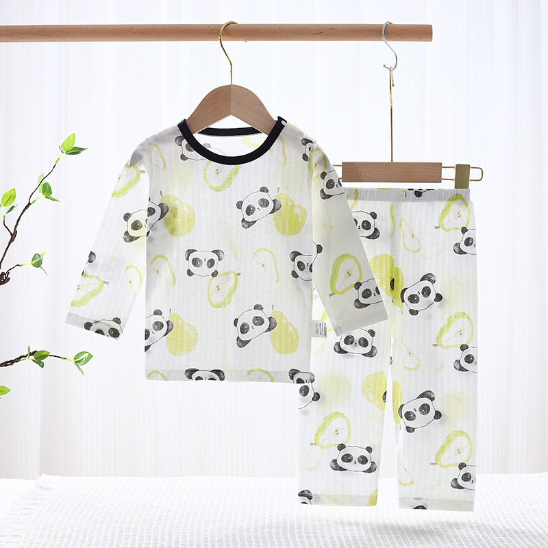 Set pentru copii din bumbac 100%, pijama de vară ușoară cu mâneci lungi, în două părți