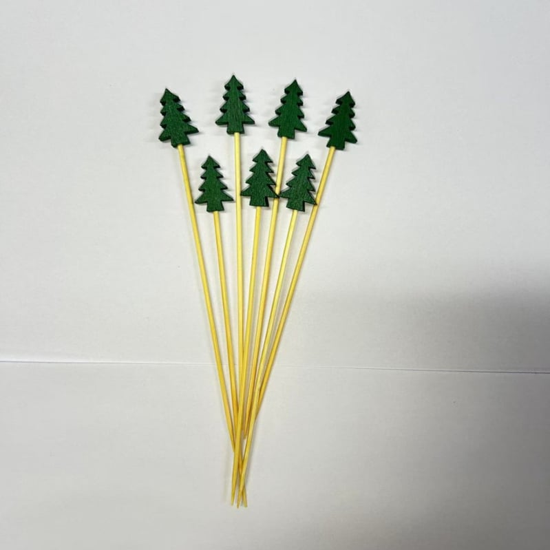 Bețișoare de fructe din bambus, scobitori decorative în formă de floare, pentru fructe, deserturi, cocktailuri, sandvișuri și prăjituri