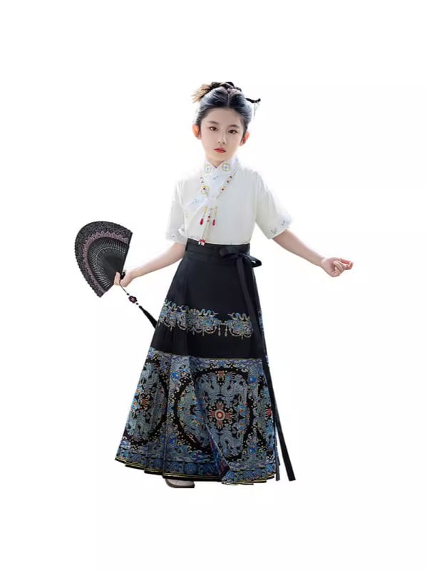 Hanfu pentru fete, stil Ming: Horse-face Skirt, purtare zilnică, inspirație chineză