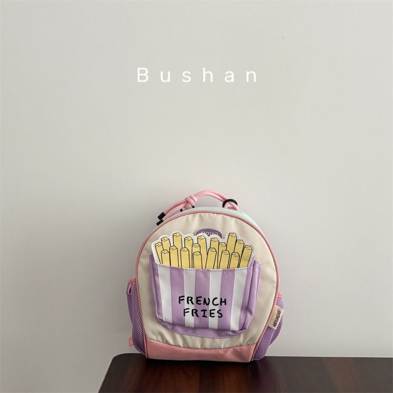 Rucsac pentru copii cu motiv de cartofi prăjiți, blocuri de culoare, ușor, unisex, anti-pierdere, pentru grădiniță