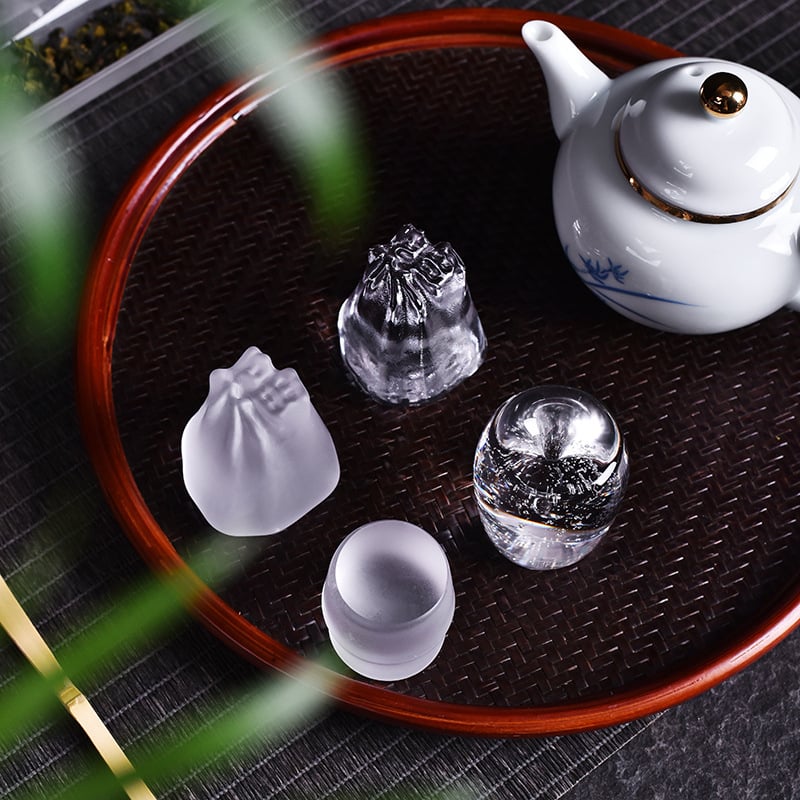 Suport de capac din cristal pentru setul de ceai Kung Fu, capac de sticlă pentru uz casnic, suport creativ pentru capac în ceremonia ceaiului, accesorii pentru setul de ceai Kung Fu