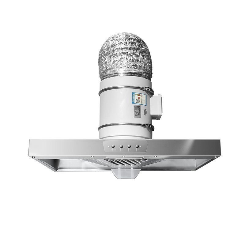 Ventilator de evacuare pentru bucătărie din oțel inox, iluminat, buton cu apăsare, aspirație puternică, potrivit pentru locuințe în chirie, design simplu