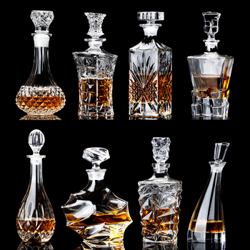 Decantator din sticlă de cristal cu capac pentru vin și whisky