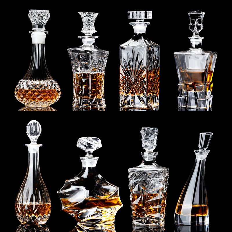 Decantator din sticlă de cristal cu capac pentru vin și whisky