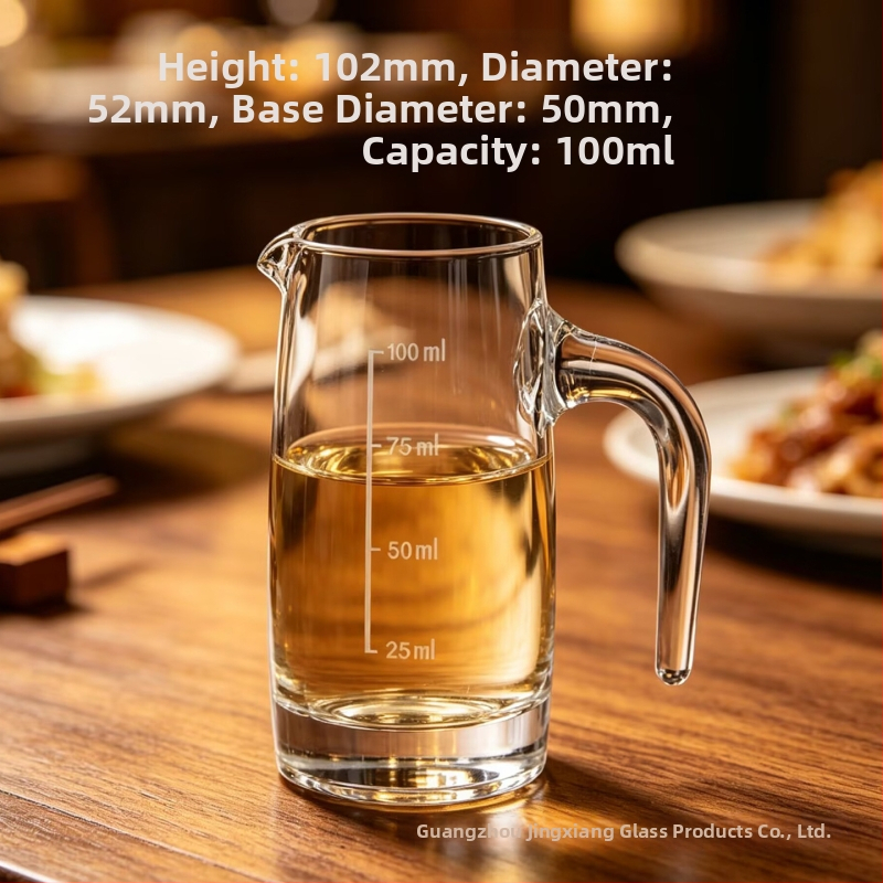 Sklenená karafa na alkohol s odmernými ryskami, 100 ml, kompaktná na domáce použitie, severský štýl