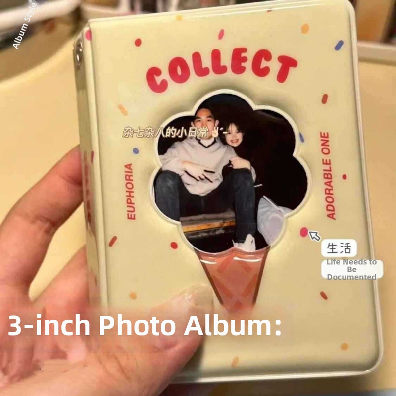 3-palcová kniha na uloženie fotografií Polaroid, mini roztomilý organizér na pohľadnice v štýle Instagramu s kvetinovými výrezmi