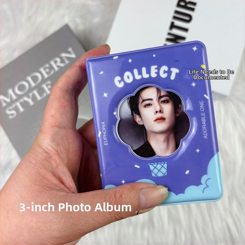 3-palcová kniha na uloženie fotografií Polaroid, mini roztomilý organizér na pohľadnice v štýle Instagramu s kvetinovými výrezmi