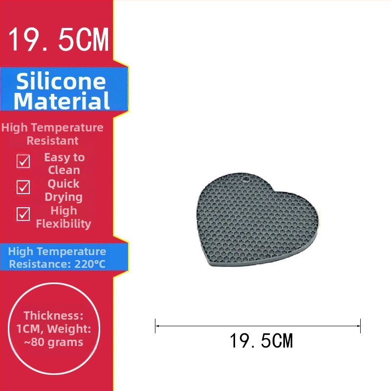 Covoraș din silicon în formă de inimă pentru izolație termică, rezistent la temperaturi înalte, suport pentru oale și farfurii