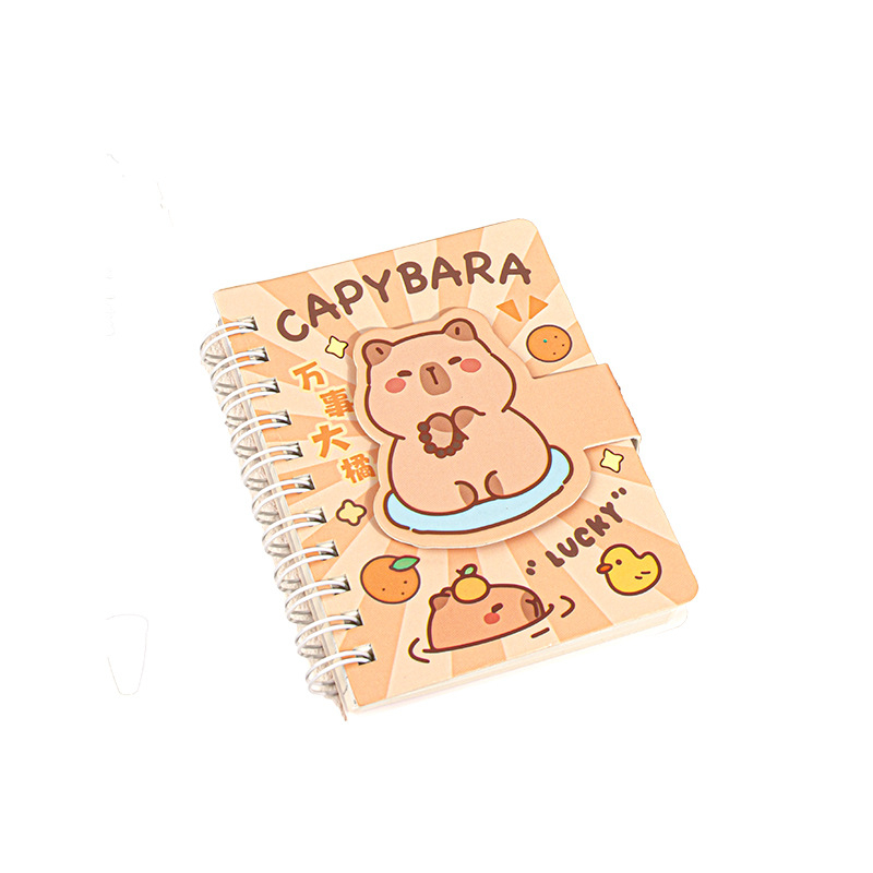 Caiet Capybara A7 cu bandă Velcro și spirală, portabil, 80 de pagini