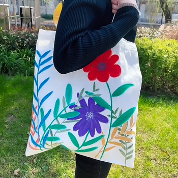 Geantă de pânză goală pentru graffiti — kit DIY pentru copii, capacitate mare, geantă de cumpărături ecologică.