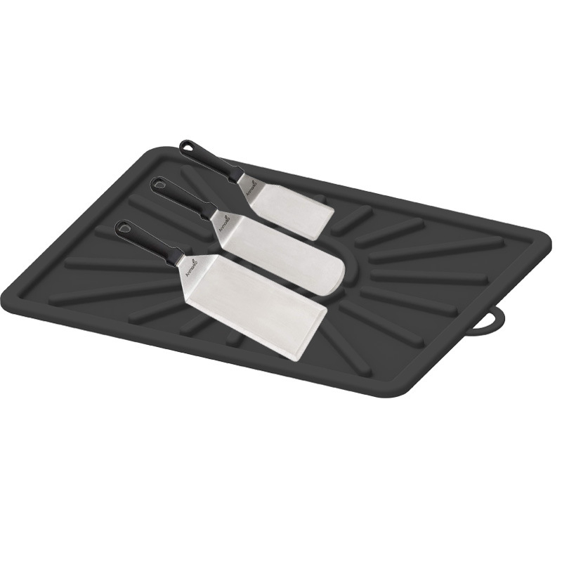 Covoraș din silicon pentru drenajul uleiului la uneltele de grătar, covoraș pentru suportul lateral din silicon și covoraș protector din silicon pentru tăvi de copt cu drenaj de ulei