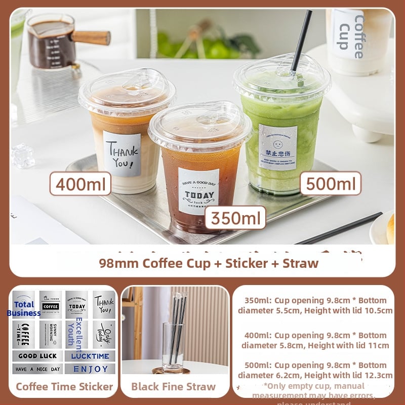 Pahar de plastic cu capac pentru cafea și ceai cu lapte, pereți groși, pentru băuturi reci și catering