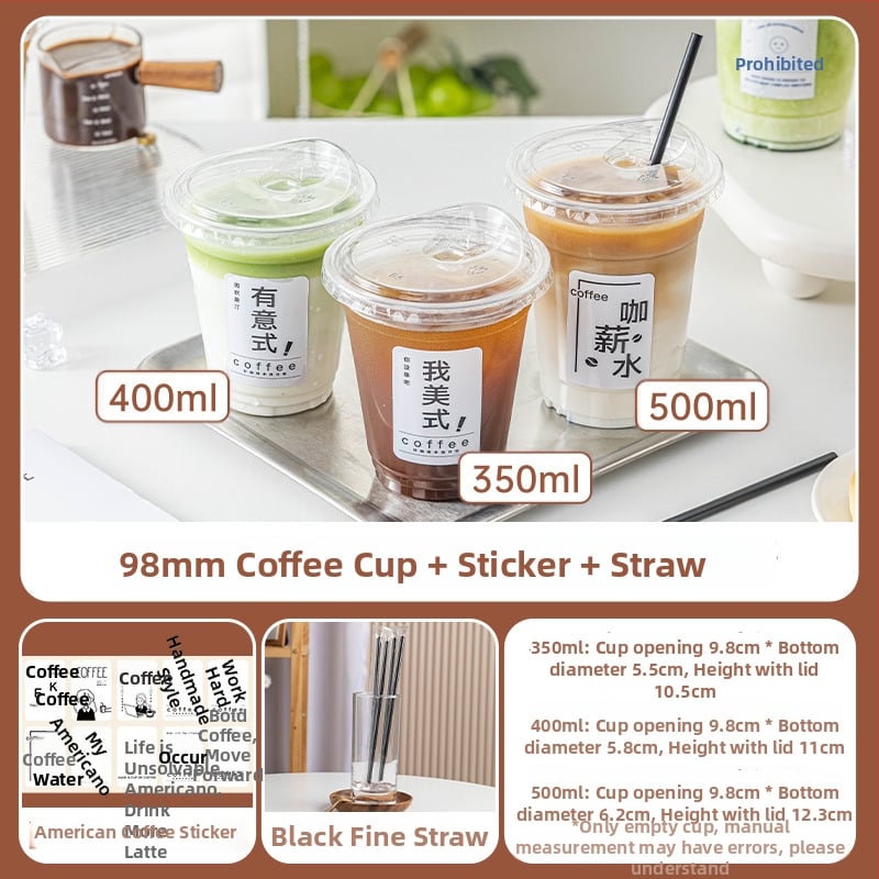 Pahar de plastic cu capac pentru cafea și ceai cu lapte, pereți groși, pentru băuturi reci și catering