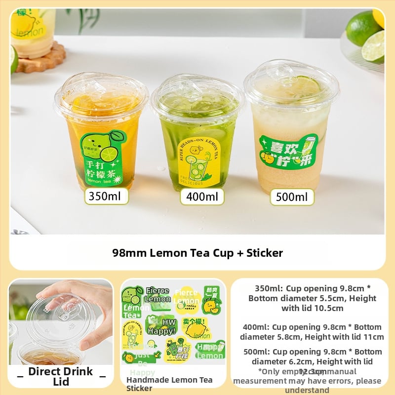 Pahar de plastic cu capac pentru cafea și ceai cu lapte, pereți groși, pentru băuturi reci și catering