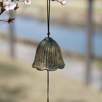Clopot de vânt din fontă, stil asiatic, ornament metalic vintage pentru balcon, spații în aer liber și camping