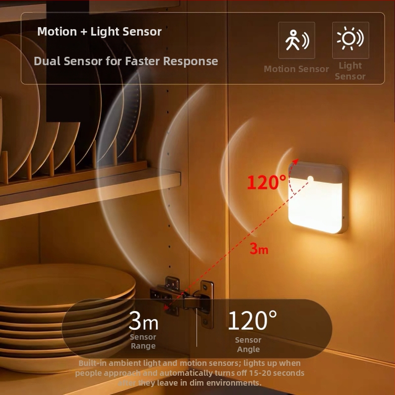Magnetické LED nočné svetlo so senzorom pohybu na schody, nabíjateľná nočná lampa